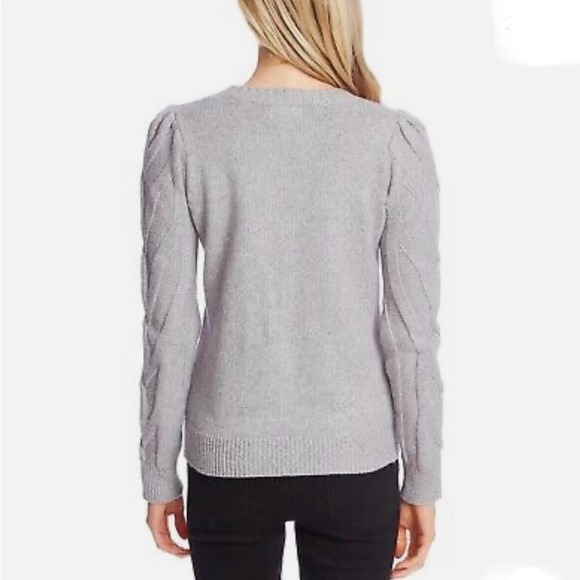 CECE Heather Grey Cable Knit Crewneck Sweate - Picture 2 of 8